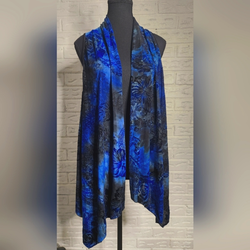 Boho Flowy Velour Vest L/XL Floral Paisley Whimsigoth Dark Fairycore Sami & Jo